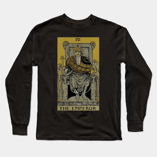 The Emperor Tarot Card Long Sleeve T-Shirt by VintageArtwork